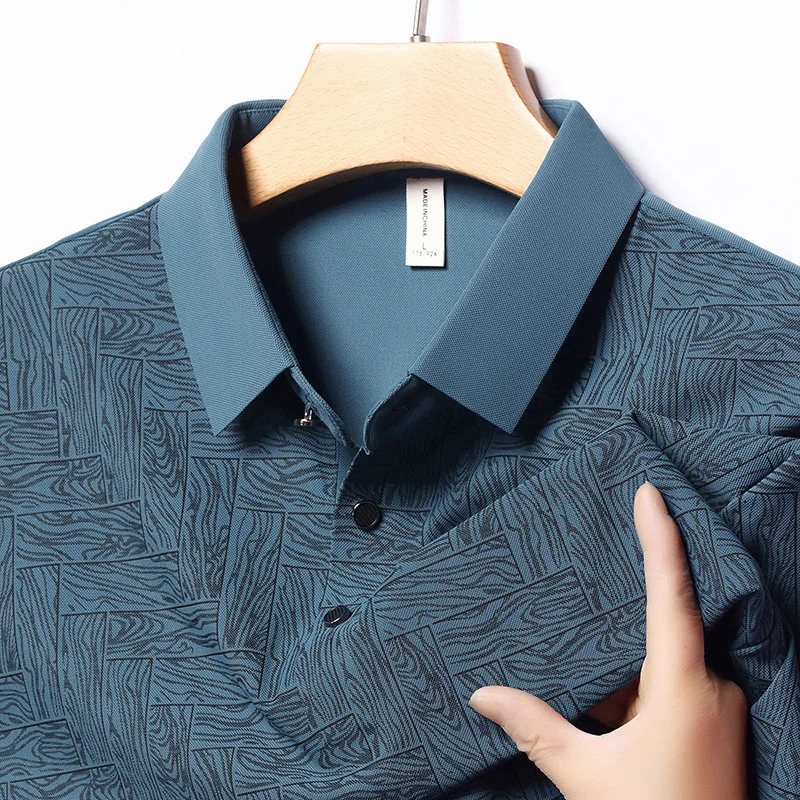 

High Quality Short Sleeved T-shirt for Men in Summer Thin Ice Silk Cool Feeling Half Sleeved Top Casual Polo Shirt for Men