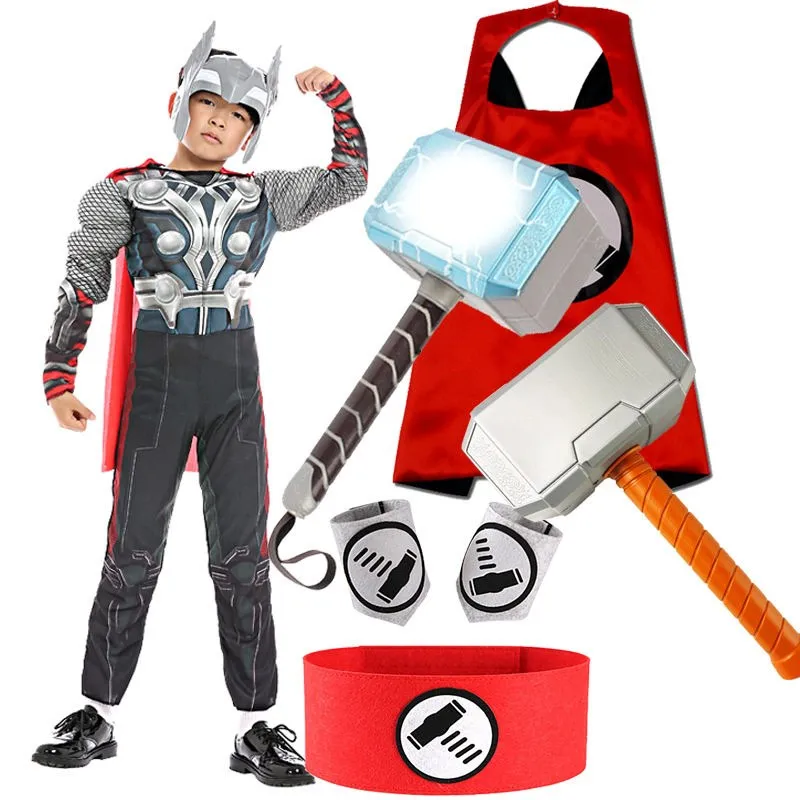 

Children's Toy Prop Performance Plastic Mask Thor's Hammer Costume Halloween Cape Clothes Anime Performance Outfit
