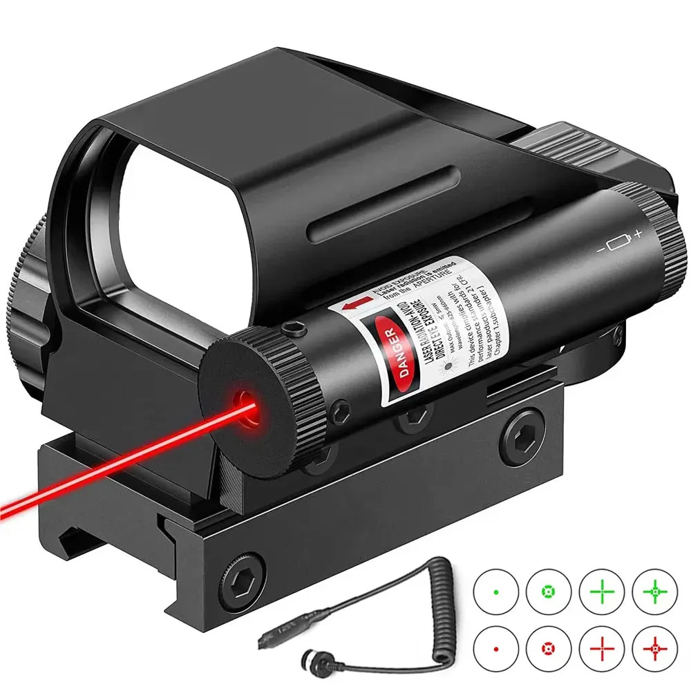 1x22x33 Red Dot Sight 4 Reticoli Mirino riflesso illuminato rosso verde con mirino ottico da caccia laser rosso per binario da 11/20 mm