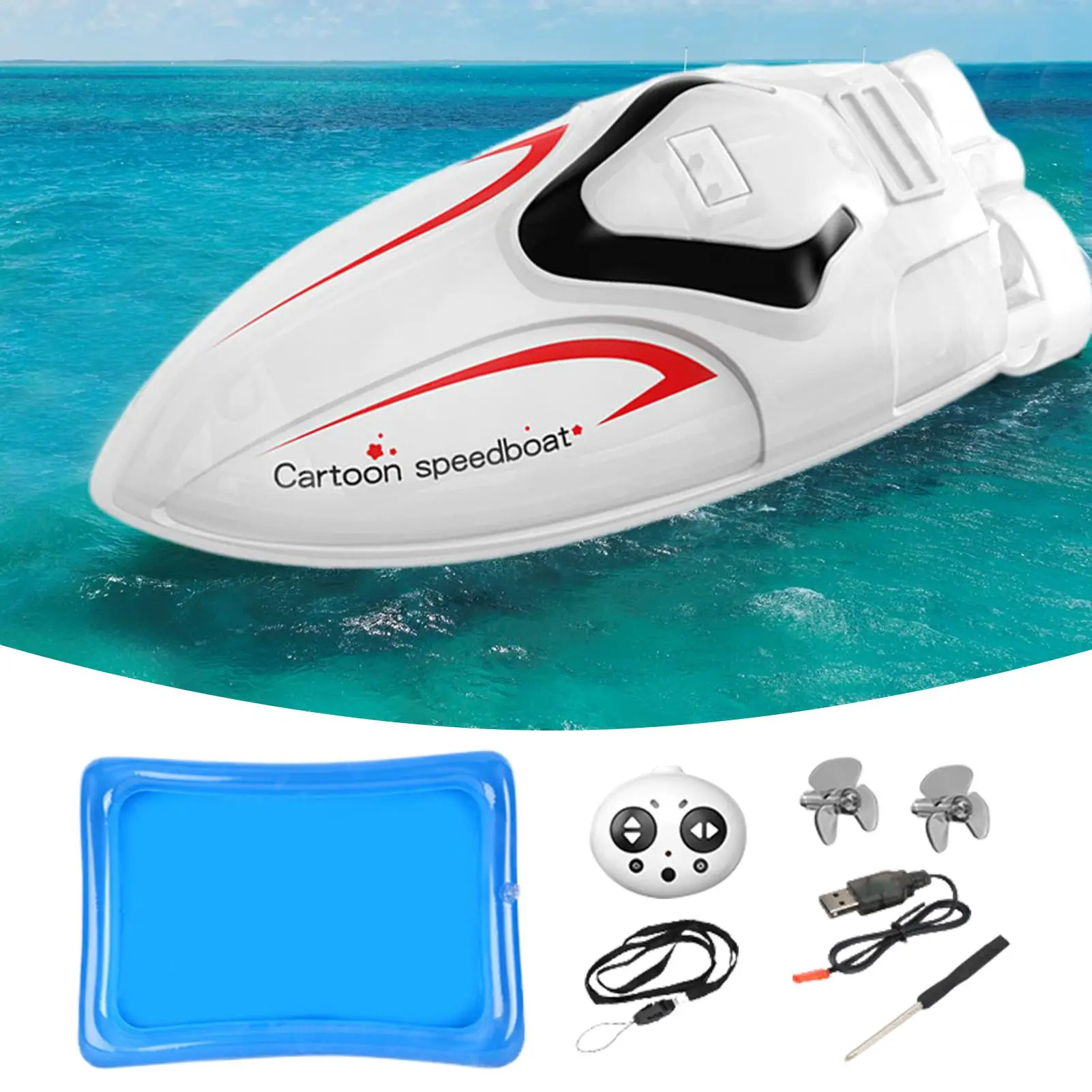 RC Boot Draagbare Speedboot Speelgoed 2,4 GHz Mini Stunt Onderzeeër Speelgoed Met Licht Voor Meer Zwembad Wastafel Bad Entertainment