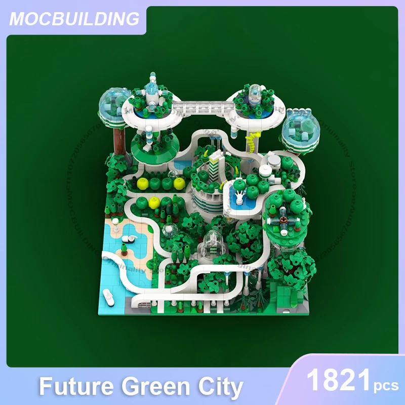 المستقبل مدينة خضراء نموذج MOC اللبنات لتقوم بها بنفسك تجميع الطوب العمارة عرض جمع الإبداعية عيد الميلاد اللعب الهدايا 1821 قطعة