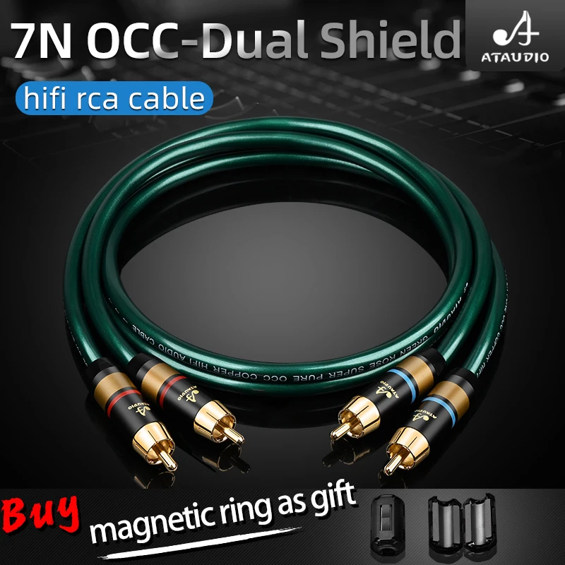 HiFi RCA Audio Signal Cable Double Shielding OCC Core Interconnect 2RCA to 2RCA for Amplifier DAC TV