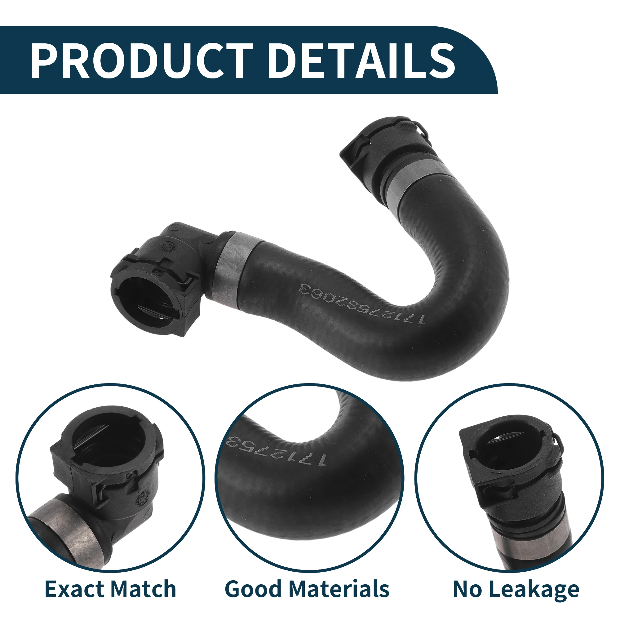 

UXCELL Шланг радиатора Шланг обогревателя Выпускной шланг радиатора No 17127532063 для BMW 120i 2005-2012 Резиновая трубка охлаждающей жидкости Черный 1 шт.