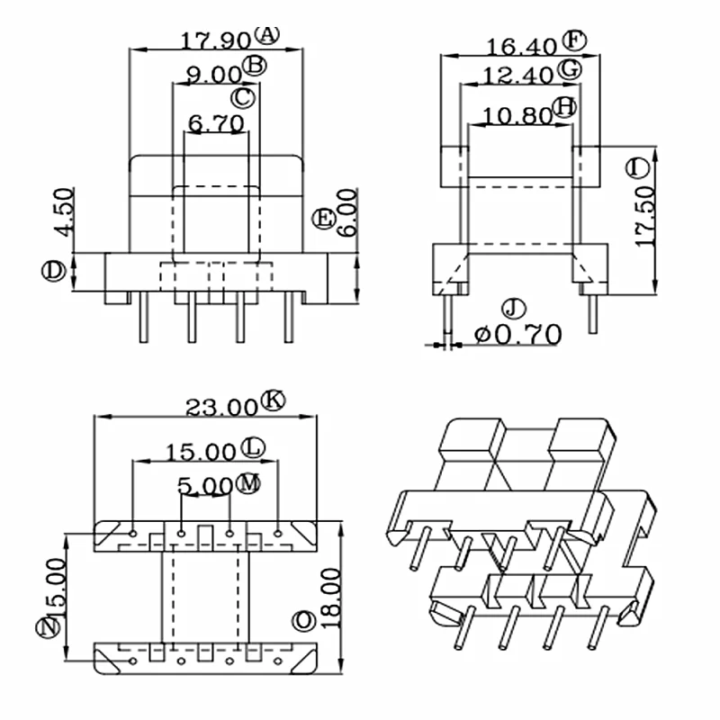 high frequency transformer EE25 ferrite  core PC44  and bobbin horizational 4+4pins  10set/lot free shipping