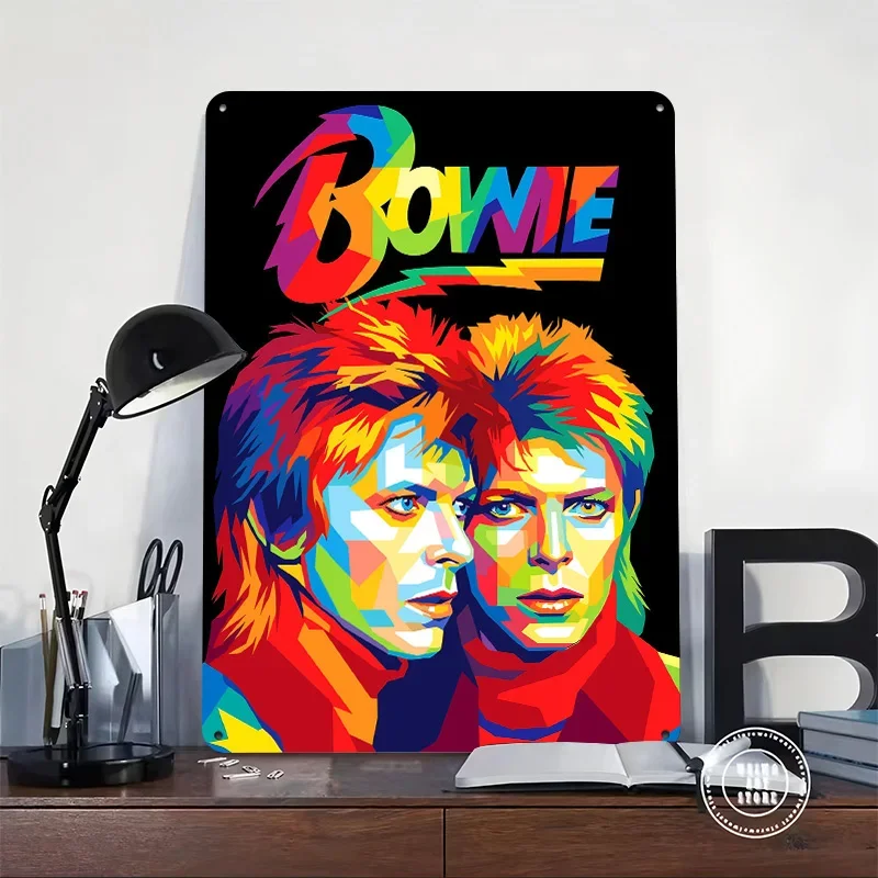David Bowie Pop Art Portrait Personalized 3D Textured Metal Poster Wall Art Tinplate Sign for Decoration Home Decor Items House