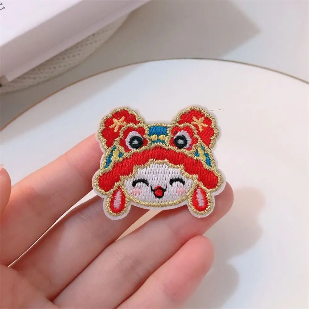 

Embroidery Children Red Hairpin Mascot Dragon Lion Dance Chinese New Year Headwear Cloth Baby Headwear Hanfu Hair Sticks Girls
