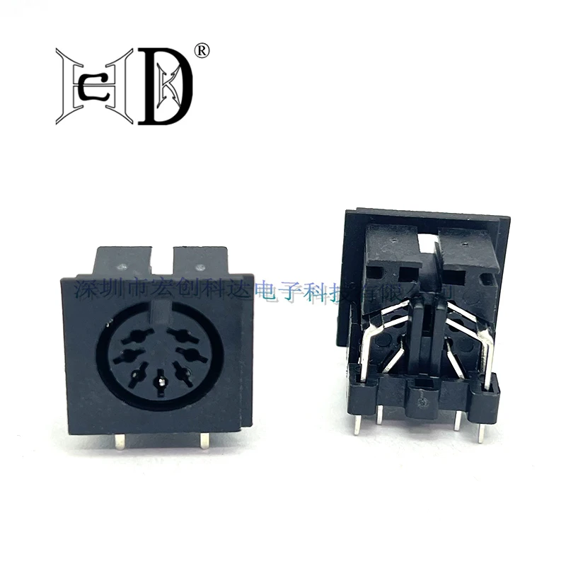 5 Pcs Female Din Connector Receptacle 6 7 8 9 13 Pin Circular Connector Right Angle PCB Solder Sockets Tin DIN-701