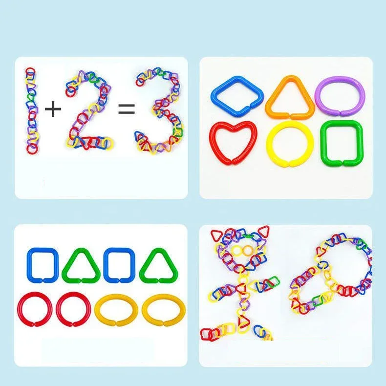 60pcs Children Montessori Educational Toys Geometric Buckle Chain Baby Puzzles Fine Action Training Blocks Kids Sensory Toys