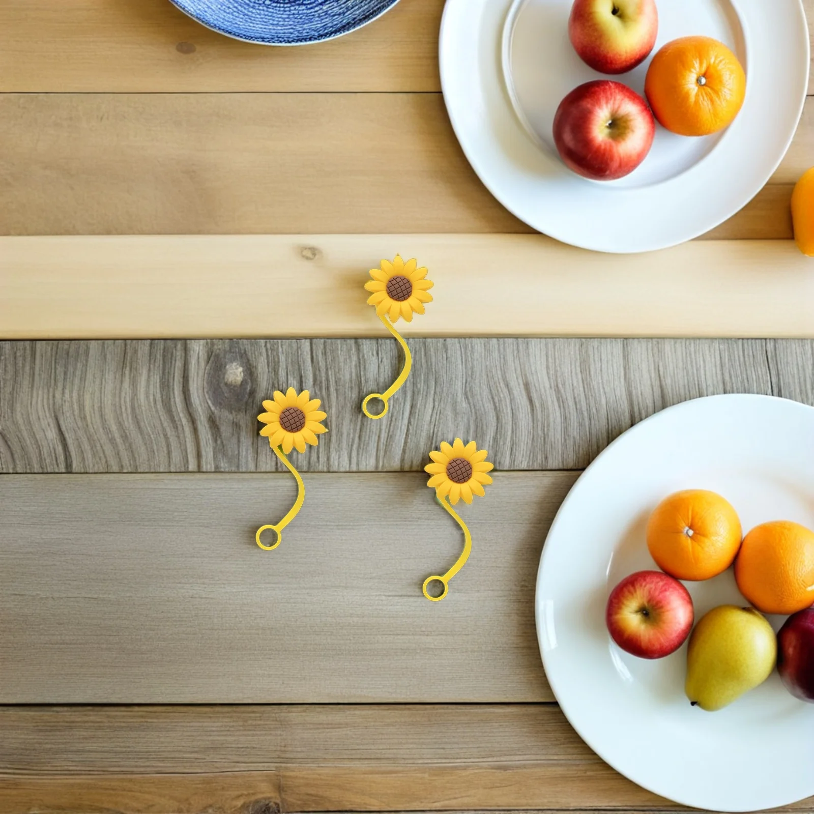 

Floral Silicone Straw Toppers 10mm 5pcs Sunflower Design Dust Plug for Glass Straws Reusable Cup Lid Caps