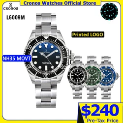 Cronos Automatic Diving Watch Stainless Steel 2000 Meters Water Resistance Professional Diver NH35 L6009M