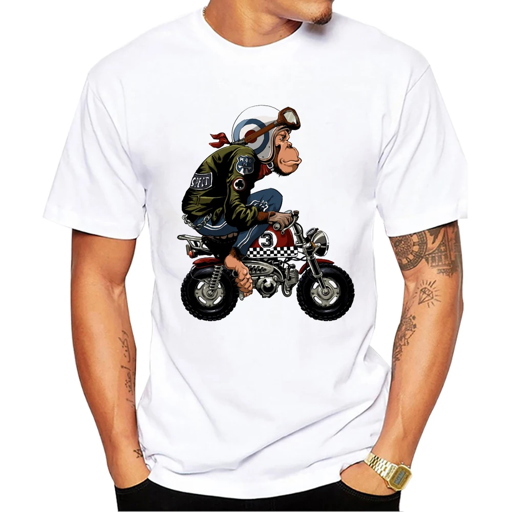 Monkey bicycle men's T-shirt 3D monkey print cool T-shirt short sleeved T-shirt Harajuku T-shirt top