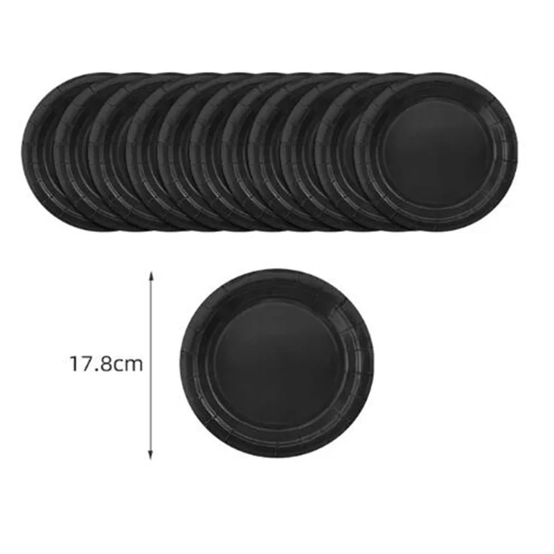 Solid Black Theme Birthday Super Girls Decorations Party Disposable Tableware Paper Napkins Cups Plates Tablecloths Straw