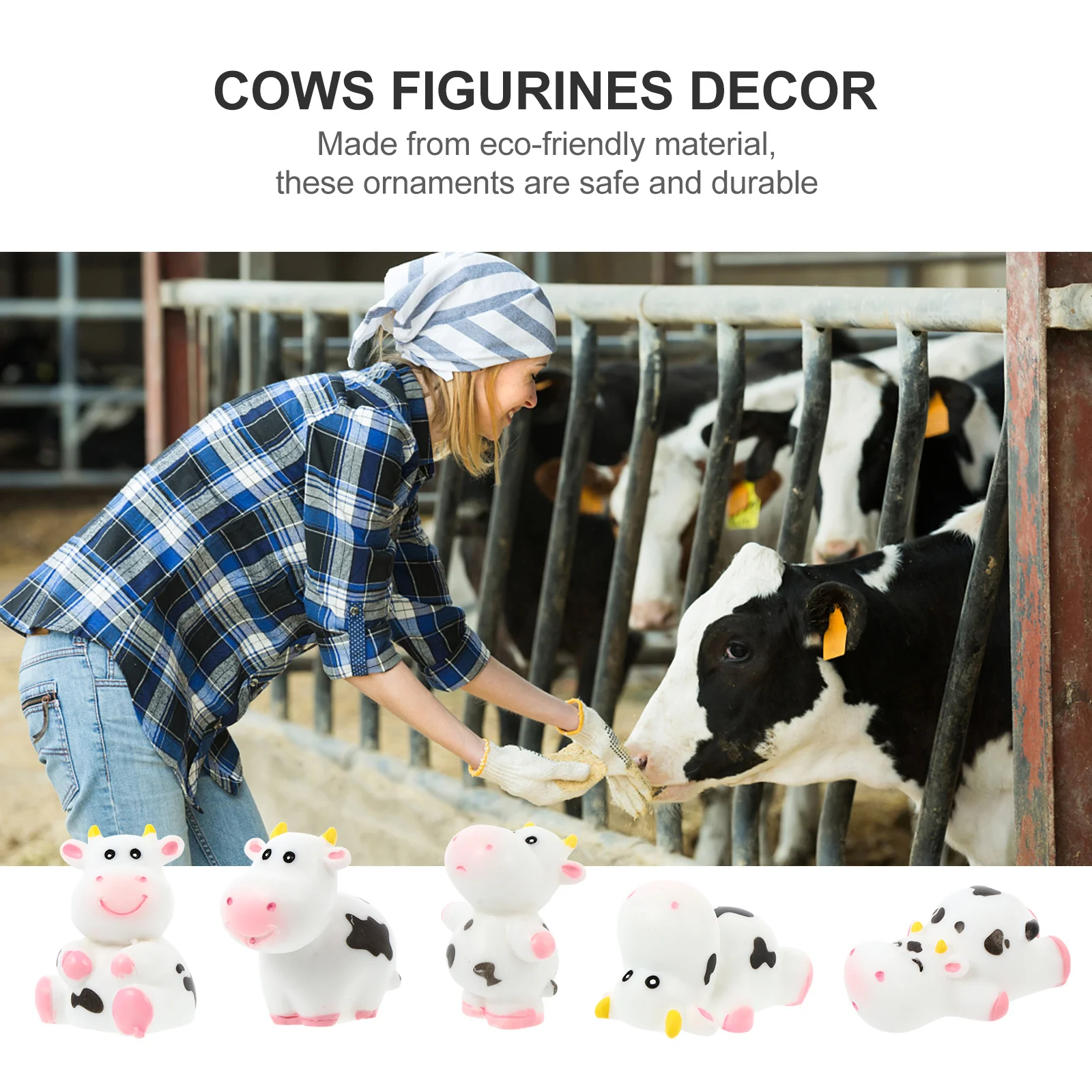 5 قطعة البقرة الصغيرة الراتنج الحلي الكرتون المشهد الصغير الديكور ل حديقة الجنية المنزل وعاء النبات جراب هاتف ديكور #2