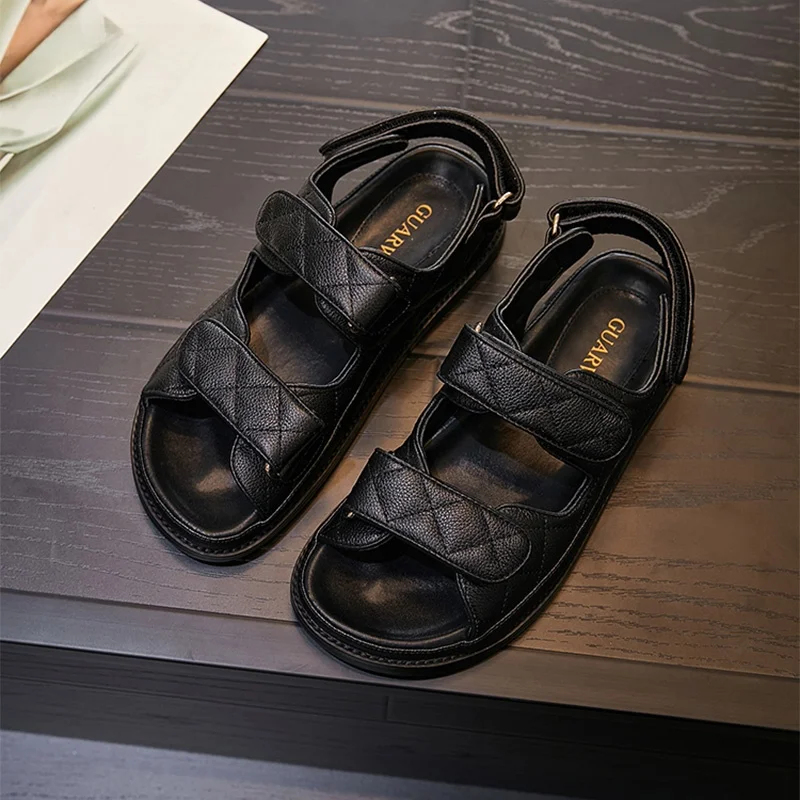 

Кожаные римские сандалии Bla, женские летние сандалии Thi Bot, спортивная повседневная уличная одежда, пляжная одежда с волшебной лентой