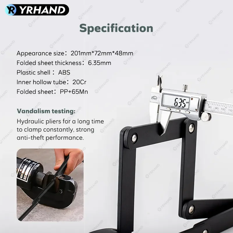 YRHAND Ttlock Unlock Bicycle Foldable Bike Lock Road Fold Lock High Security IP67 Anti-Theft Scooter Electric E-Bike Smart Lock