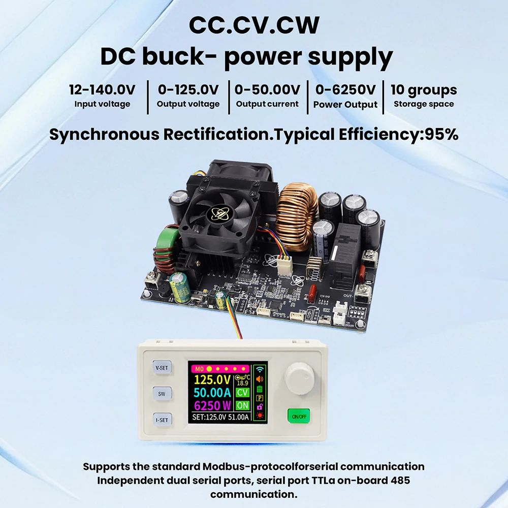 XY12550S CNC باك وحدة الطاقة DC12-140V إلى تيار مستمر 0-125 فولت قابل للتعديل موفر طاقة تنظيمي الجهد المستمر/وحدة تحكم MPPT الحالية