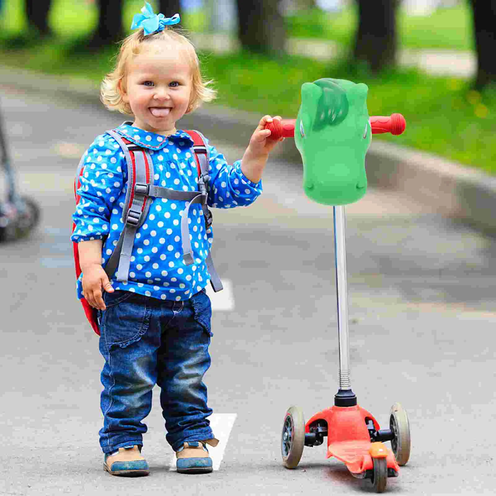 

Bike Handlebar Decoration Cartoon Horse Silica Gel Adornment for Kids Scooter Green Safe Easy Install
