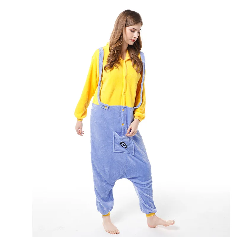 Halloween Minions Cartoon Cute Children\'s One-piece Pajamas Creative Personality Funny Thickened Home Clothes Cosplay Props