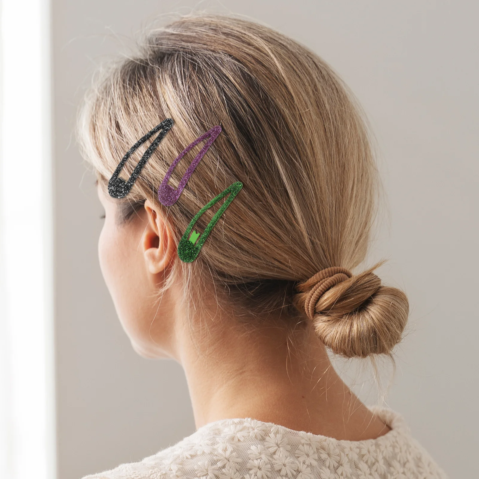 

50Pcs Glitter Water Drop Snap Hair Clips Multi Color Assorted for Hair Accessories Barrettes Clips