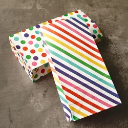 30pcs Kraft Paper Bags For Kids Striped Candy Bag Storage Bag For Cookies Candies Rainbow Gift Party Goodie Bread Wrapping Snack