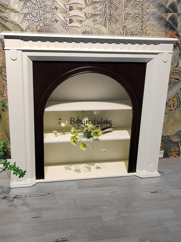 French Entry Lux Fireplace Curio Cabinet Aisle Hallway Modern Minimalist Simulation Flame Wall Cabinet