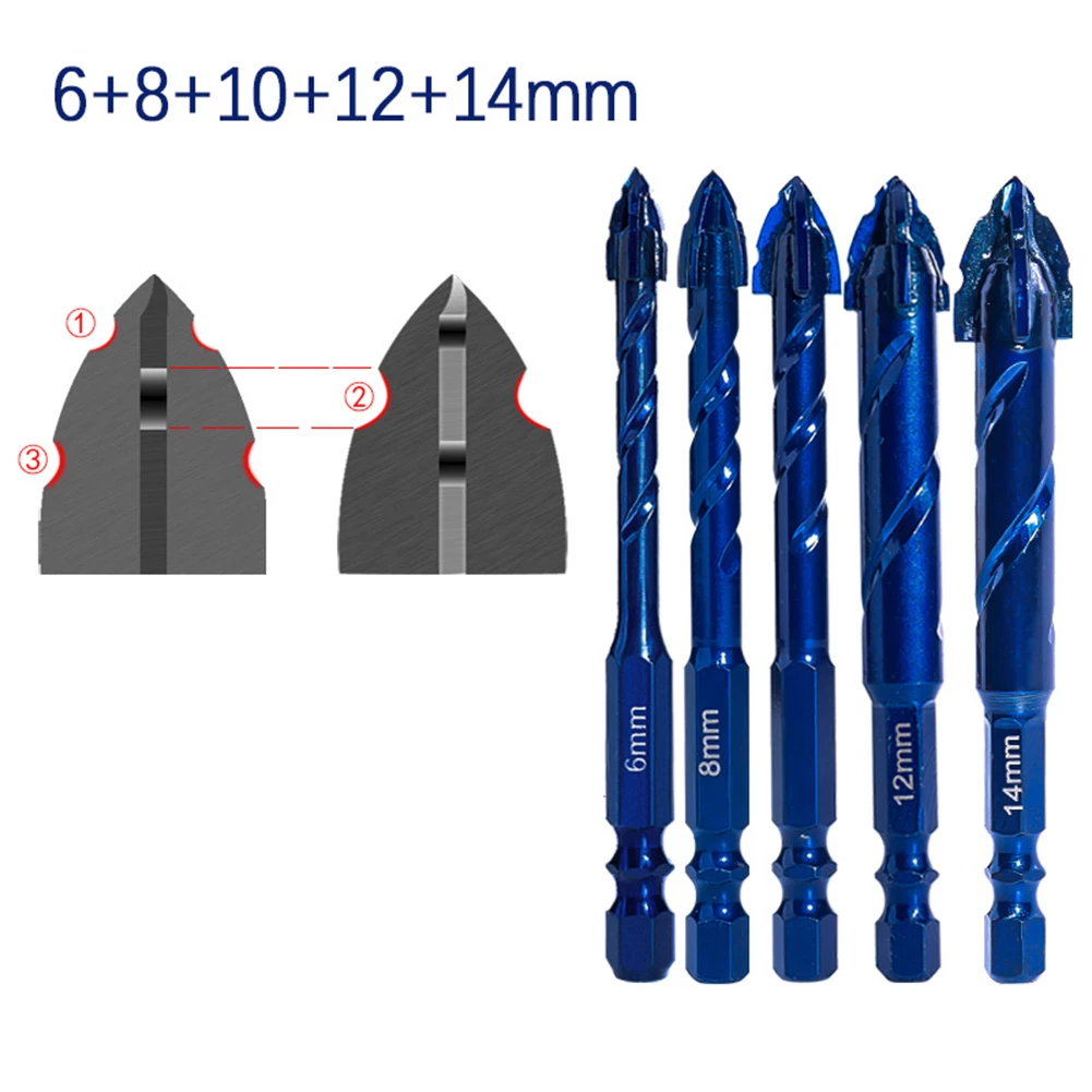 1pcs Hardness Eccentric Drill Precision Drilling 6/8/10/12mm Triangular Spiral Eccentric Drill Bits For Glass Tile Punching Dril