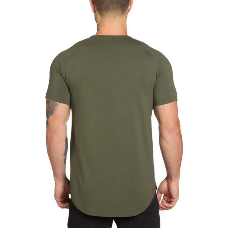Summer Men Short Sleeve Cotton Breathable Crew Neck Gym Workout Muscle Slim Fit Fitness Bodybuilding Casual Pumping Iron -shirt