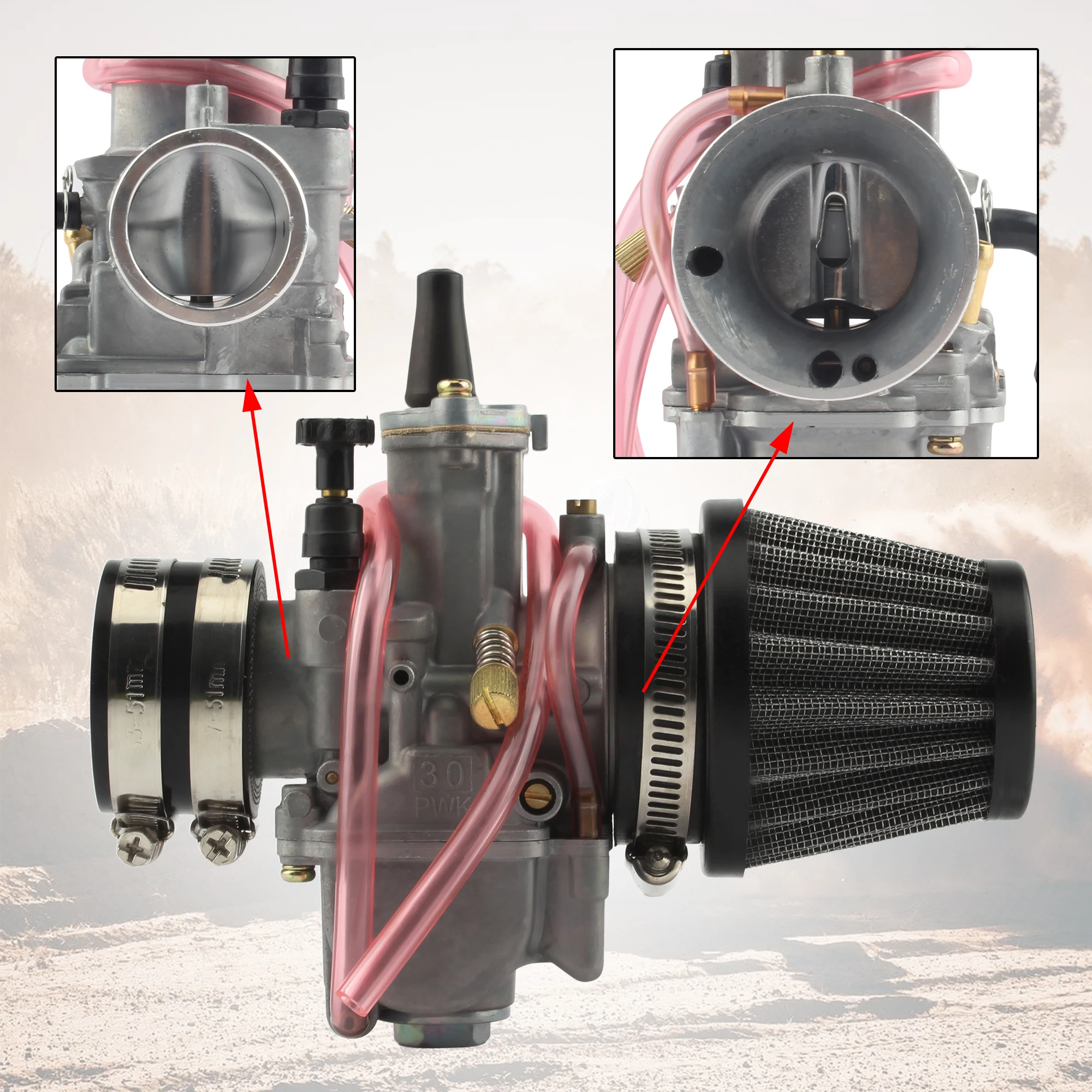 ل KOSO Keihin PWK 30 32 دراجة نارية المكربن مع فلتر الهواء كمية الأنابيب GY6 2 السكتة الدماغية موتوكروس صغيرة ATV دراجة الطرق غير الممهدة الذهاب كارت