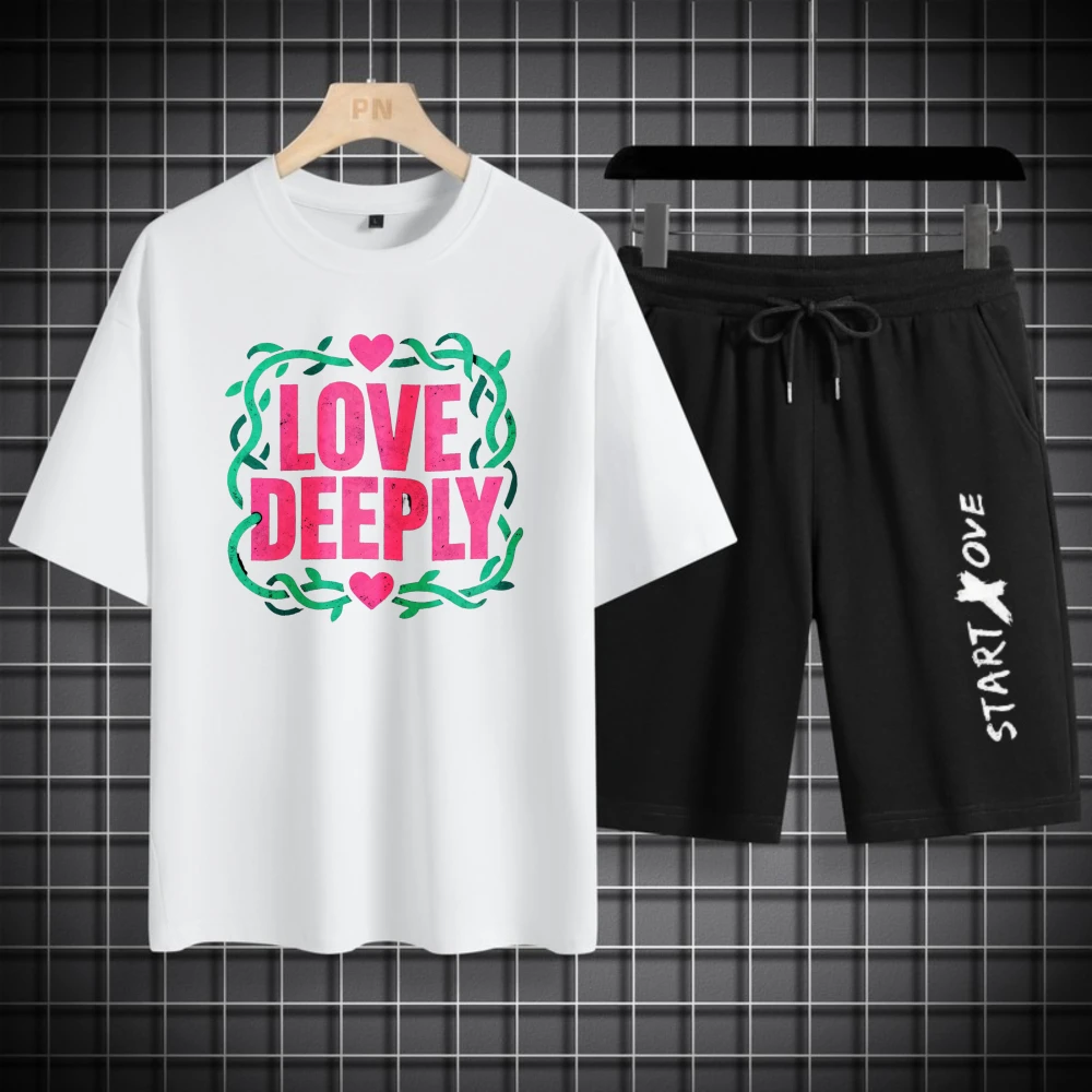 Men's T-shirts Sets drip clothing Short Sleeve+ Shorts men's set men's chandals Breathable Summer Fashion Polyester