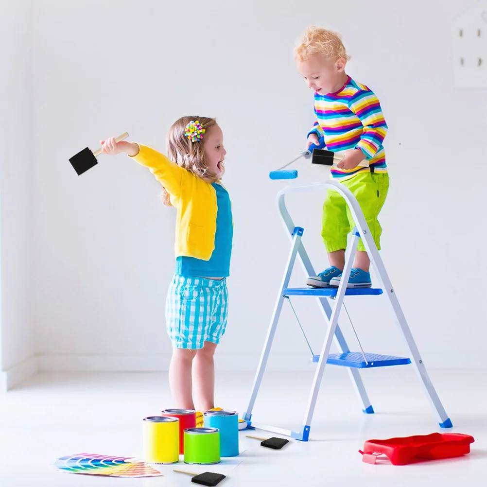 

60pcs Sponge Paint Brush Set 1 Inch Wood Handle Painting Tools Art Class Diy Graffiti Durable Lightweight For Acrylics