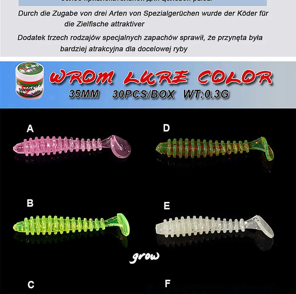 SUNMILE Angeln Weiche Köder Wurm Künstliche Köder 35mm/0,3g 30 teile/los Felsen Angeln Wobbler Leurre Souple Köder barsch Forelle Lockt – Detail 2