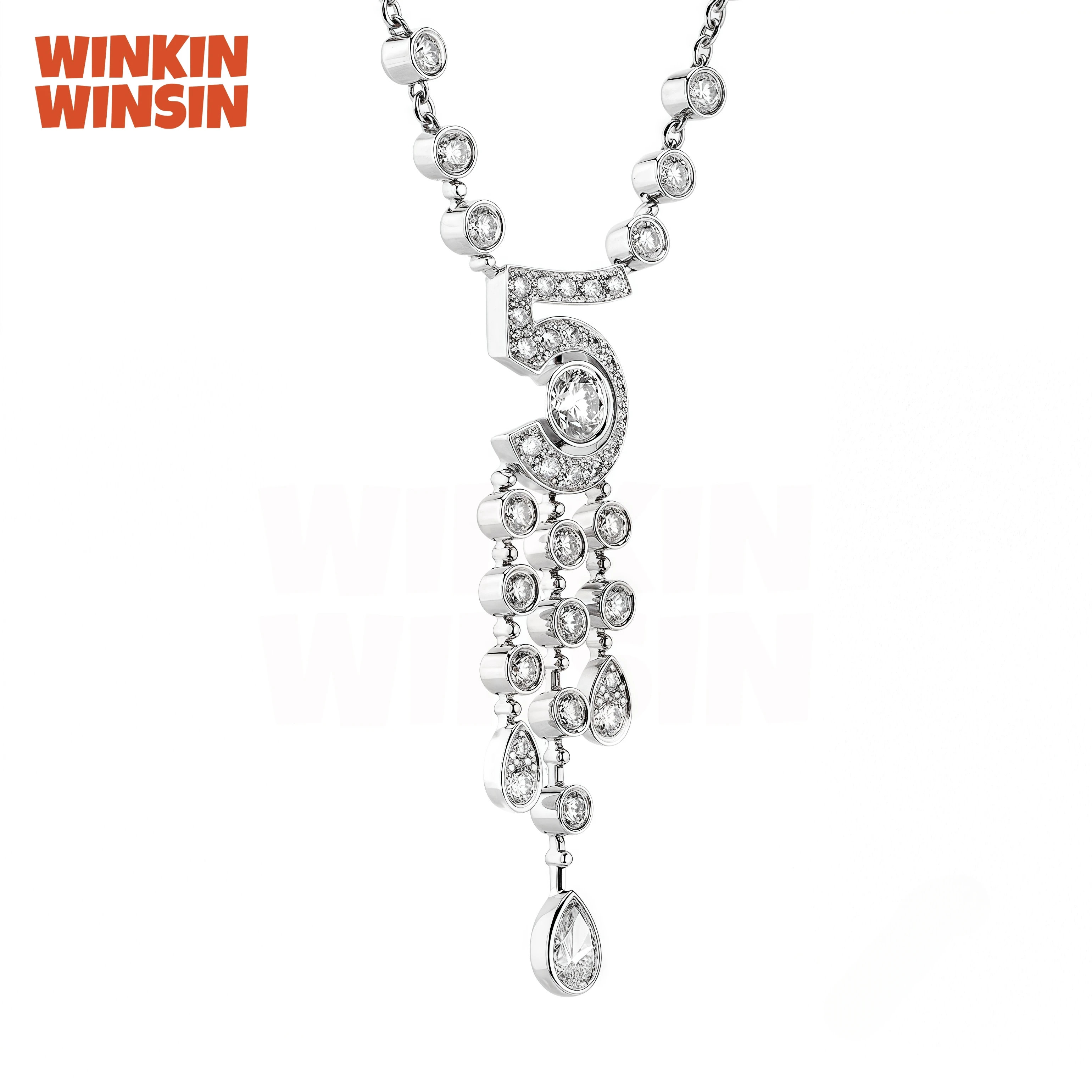 

Winkin Winsin Brand Top Quality Real 925 Sterling Silver Pendants Tassel Necklace N Women Eternal No 5 Necklace Pendant Jewelry