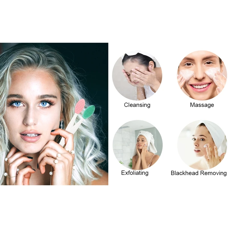 Silicone Exfoliating Lip Brush Double-sided Lip Brush Soft Cleaning Lip Brush Beauty Tool for Smoother Skin