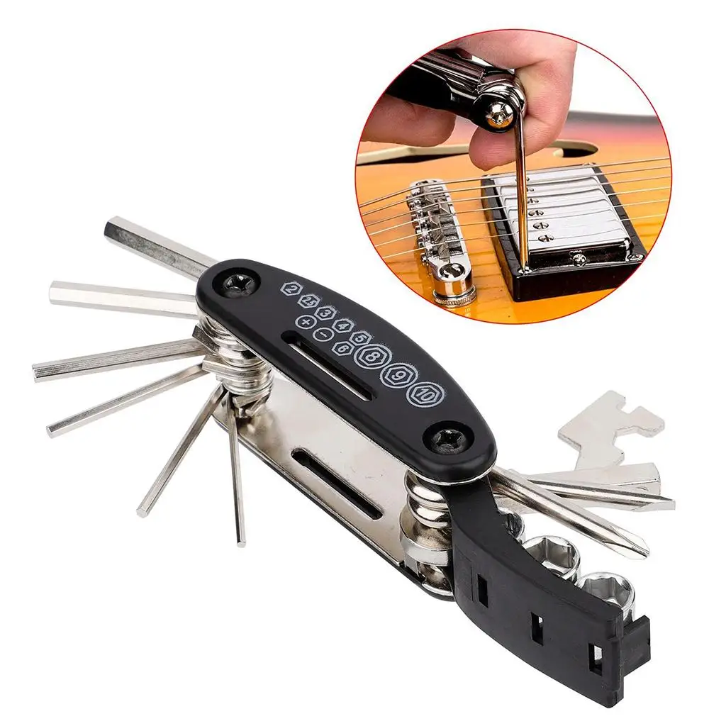 15 in 1 Quick Access Multi-tool Hex Key Guitar Bass Luthier Tool Kit Repair