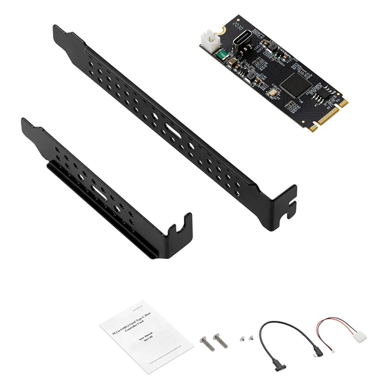 IOCREST Asm3142 M.2 to Type-C Host Controller Card USB 3.2 Gen2 10 Gbps 1 Ports USB C M.2 22X60 B Key M Key Data Transfer Riser