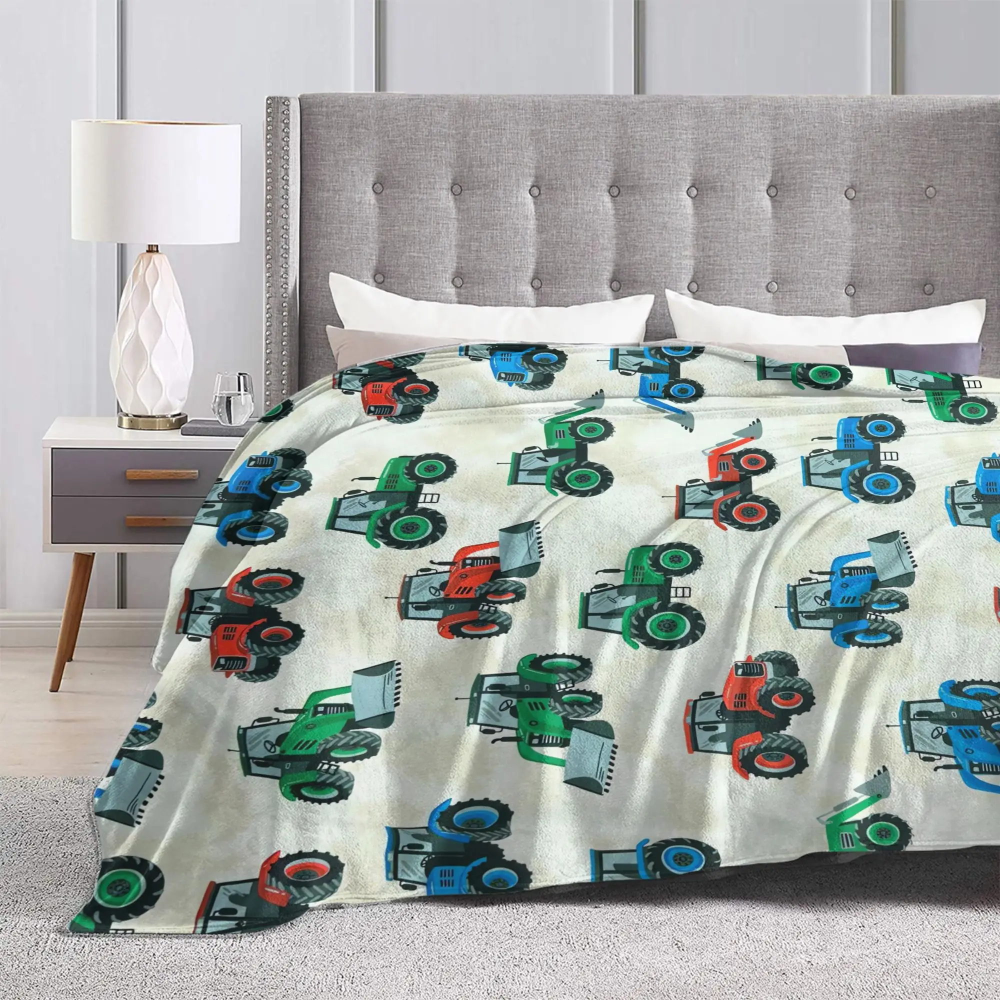 Tractors Farm Vehicles Blanket Quality Super Warm  Throw Blanket Winter Girls Boys Couch Bed Comfortable Bedspread