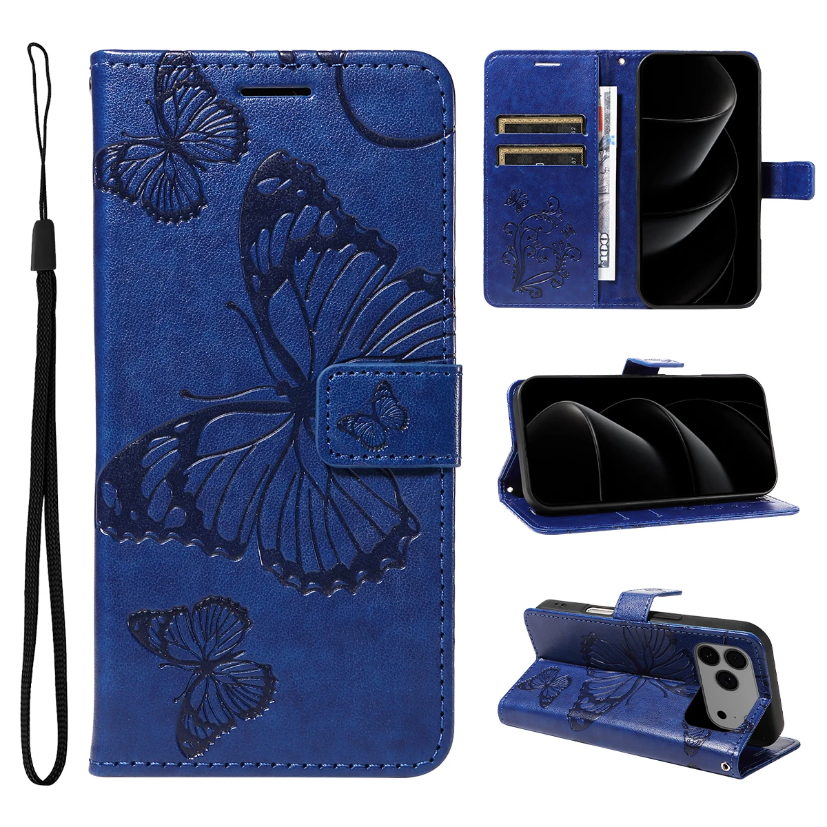 Magnetic Wallet Leather Case For IPhone 17 Air 16e 16 15 14 13 12 Mini 11 Pro SE XS XR Max 8 7 6 Plus Phone Cover Butterfly