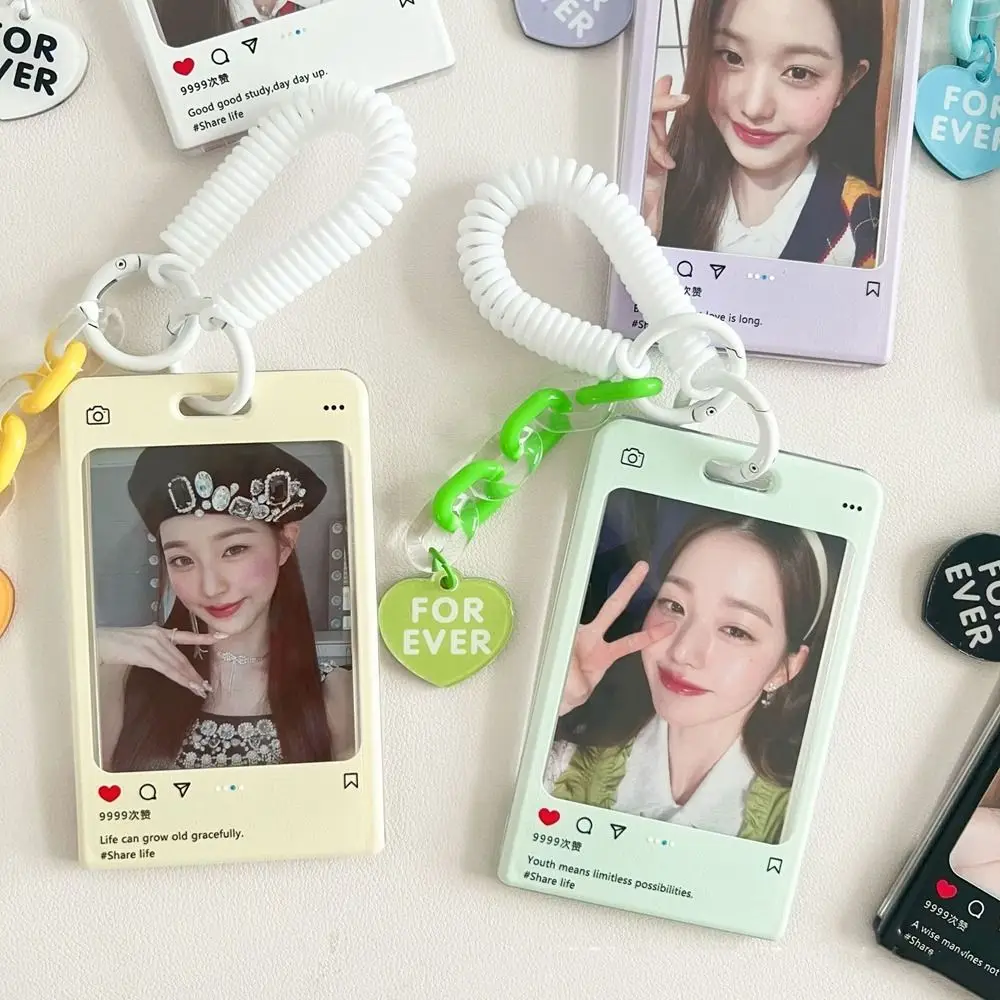 Personality Acrylic Kpop Photocard Holder Transparent ID Card Cover Idol Photos Card Cover Pendant Korean Style Women