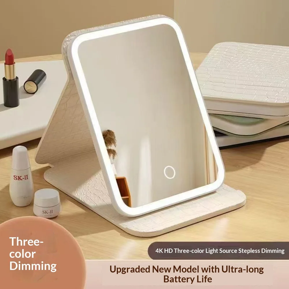 Modern INS Style Desktop Makeup Mirror Portable Foldable Tabletop Vanity Mirror HD Clear Cosmetic Folding Mirror for Dormitory O