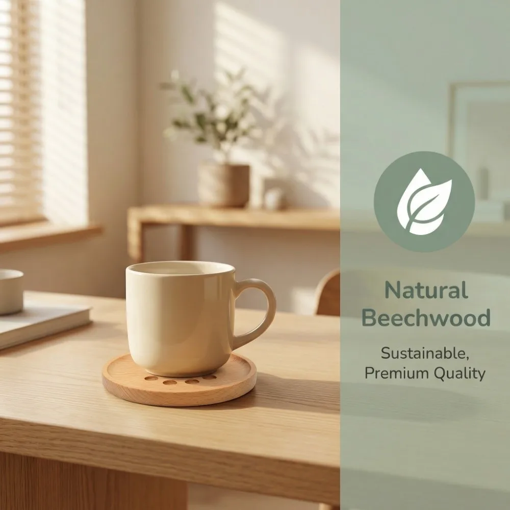 Beech Wood Wooden Coaster Bear-paw Shaped Anti-slip Heat Insulation Coaster Heat-insulating Wooden Anti-slip Coaster Coffee Bar