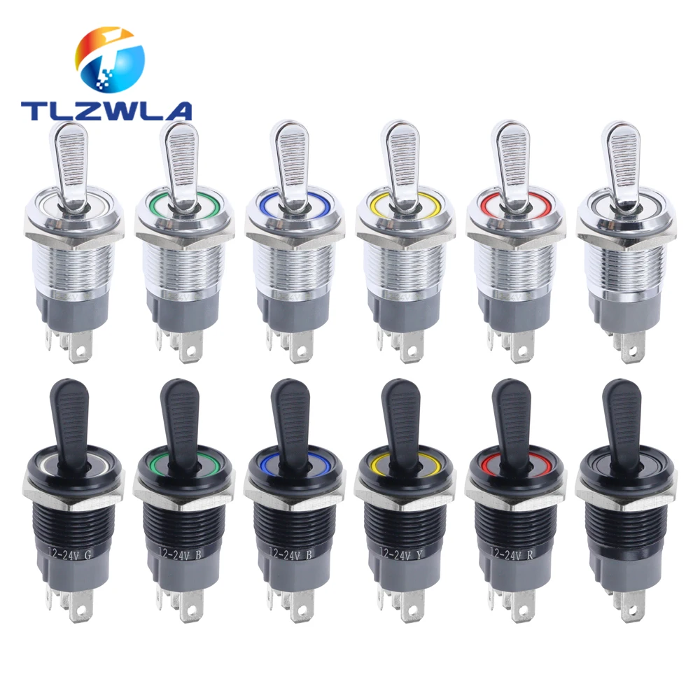 16 mm Metall-Kippschalter, wasserdichtes LED-Licht, selbstsichernd, 2 Positionen, Ein/Aus, Mikroknopfschalter, 1 Schließer, 1 Öffner, 15 A, 12 V, 220 V, 3 Pin/5 Pin