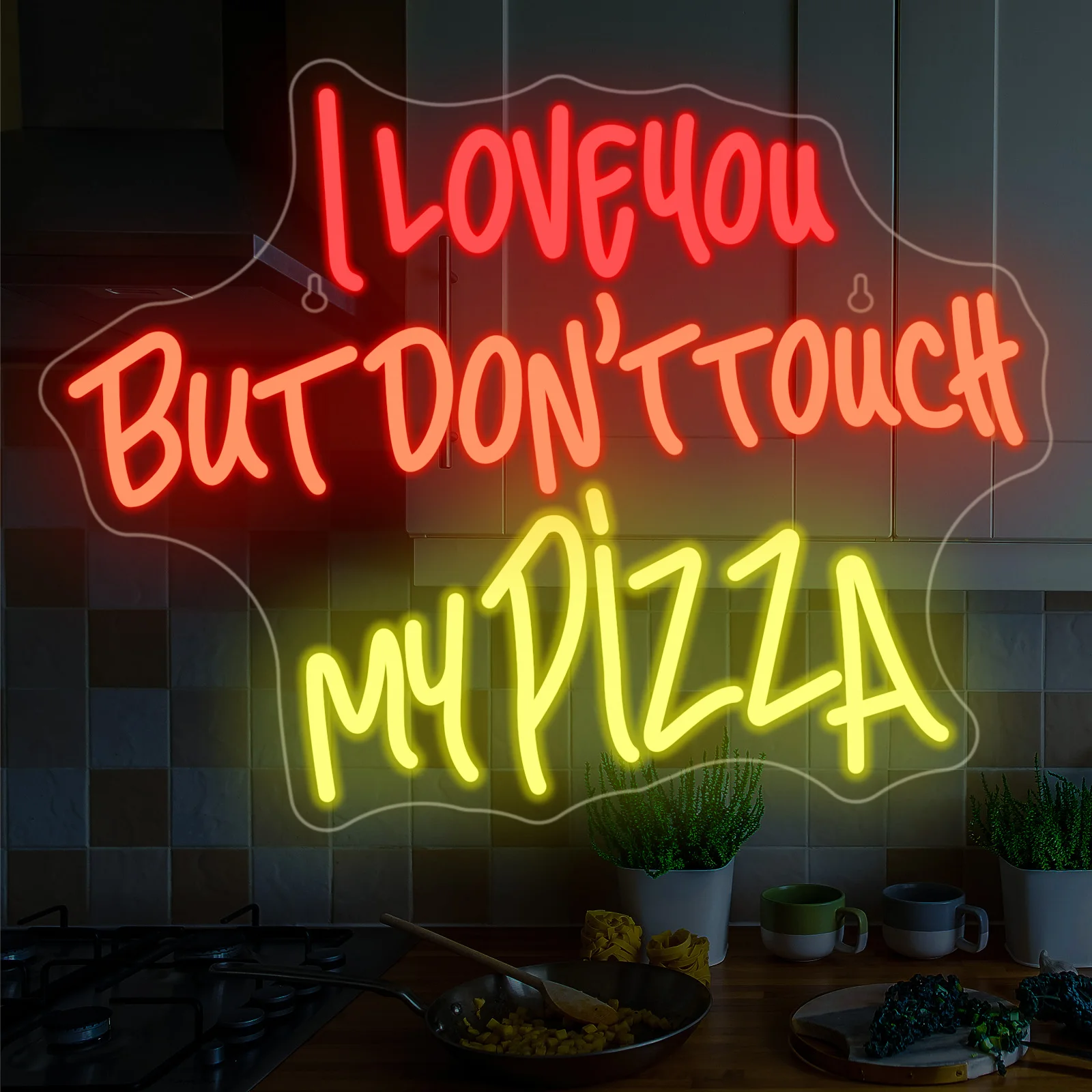 I Love You But Don't Touch My Pizza Neon Sign Fast Food Store Funny Logo Led Dimmable Room Decoration For Business Shop Decor 