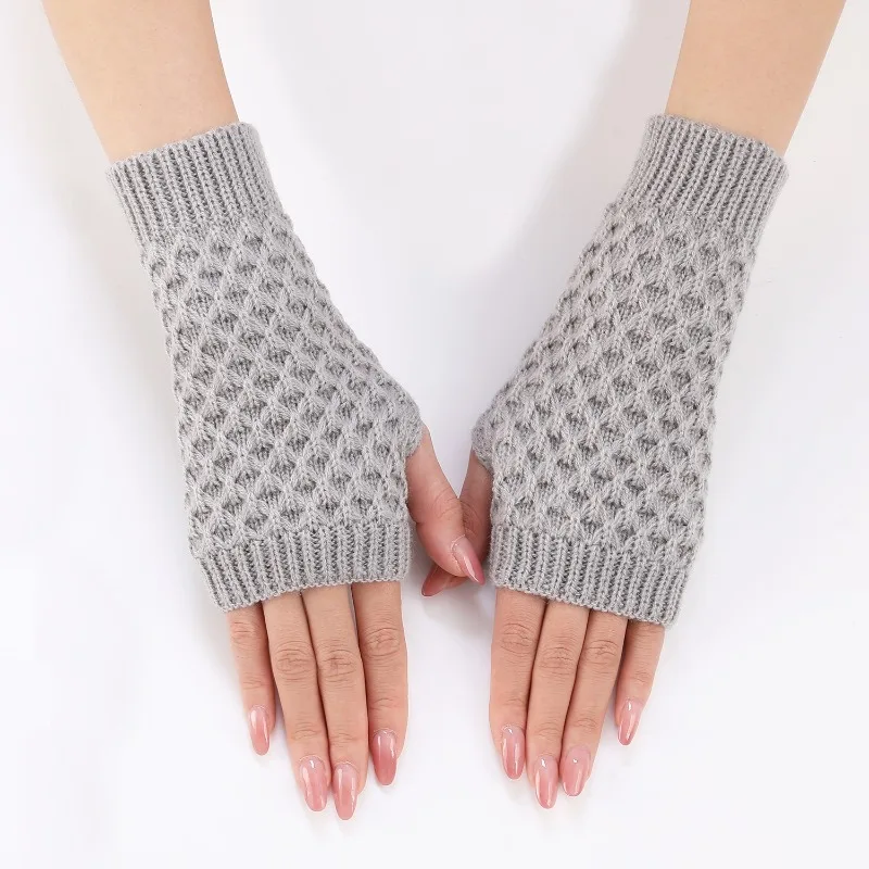 Short Pineapple Flower Gloves Autumn Winter Knitted Wool Fake Sleeves Women Warm Anti Cold Fingerless Arm protective gloves