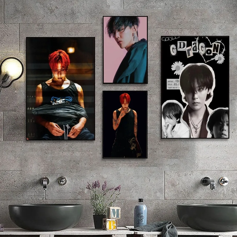 Kpop G-DRAGON Poster No Framed Poster Kraft Club Bar Paper Vintage Poster Wall Art Painting Bedroom Study Stickers