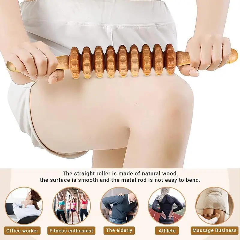 【B】Wooden Massage Tool Natural Wood Ergonomic Design For Home Relaxation Post Workout Muscle Relief