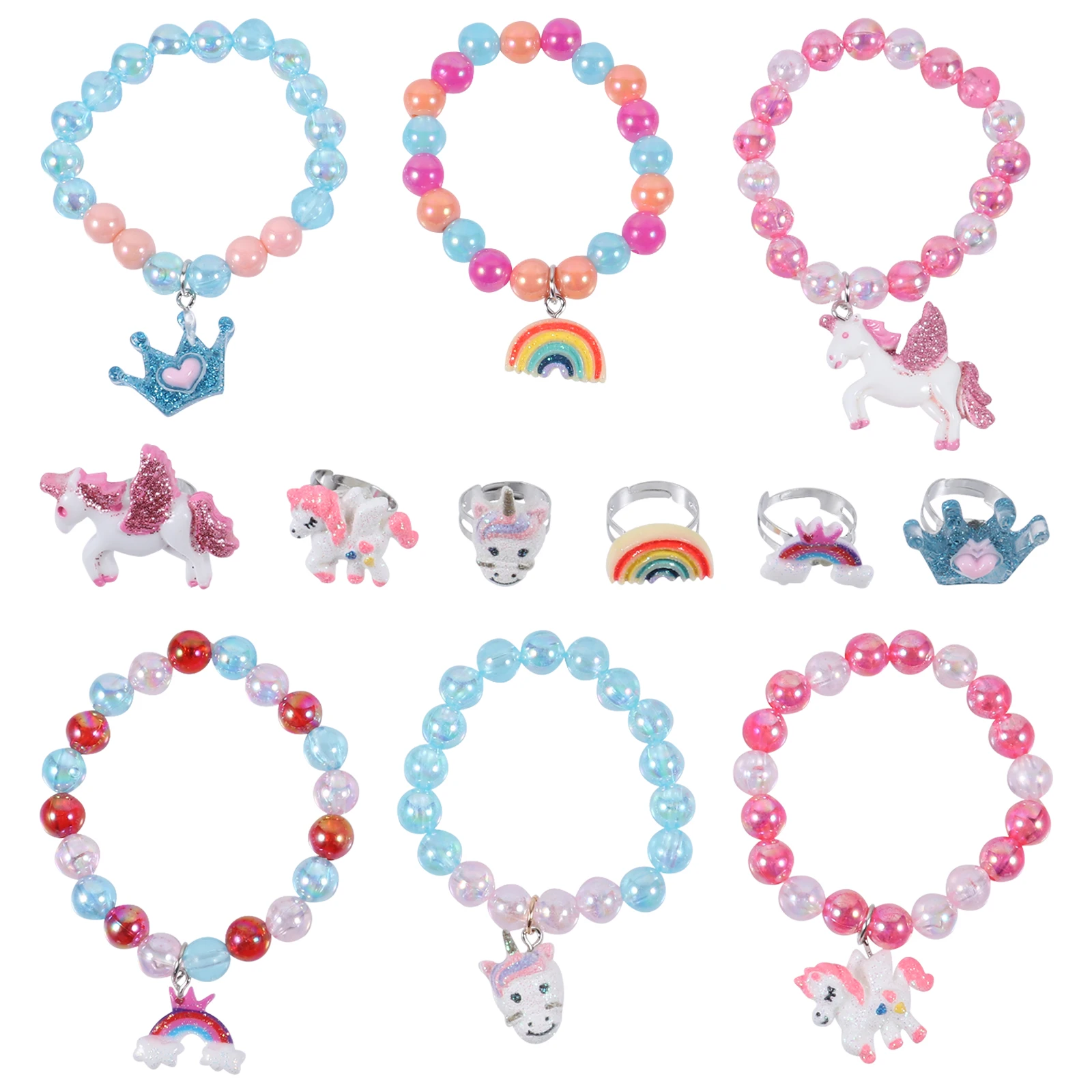 

2 Sets Children DIY Bracelets Plastic ABS Pearl Beads Crown Toddler Wristb s Girls Gifts Birthday Accessories