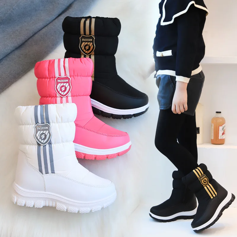 

2025 Kids High-Top Snow Boots, Fleece-Lined Warm Winter Boots for Boys Girls, Thermal Cotton Boots with Anti-Slip Sole