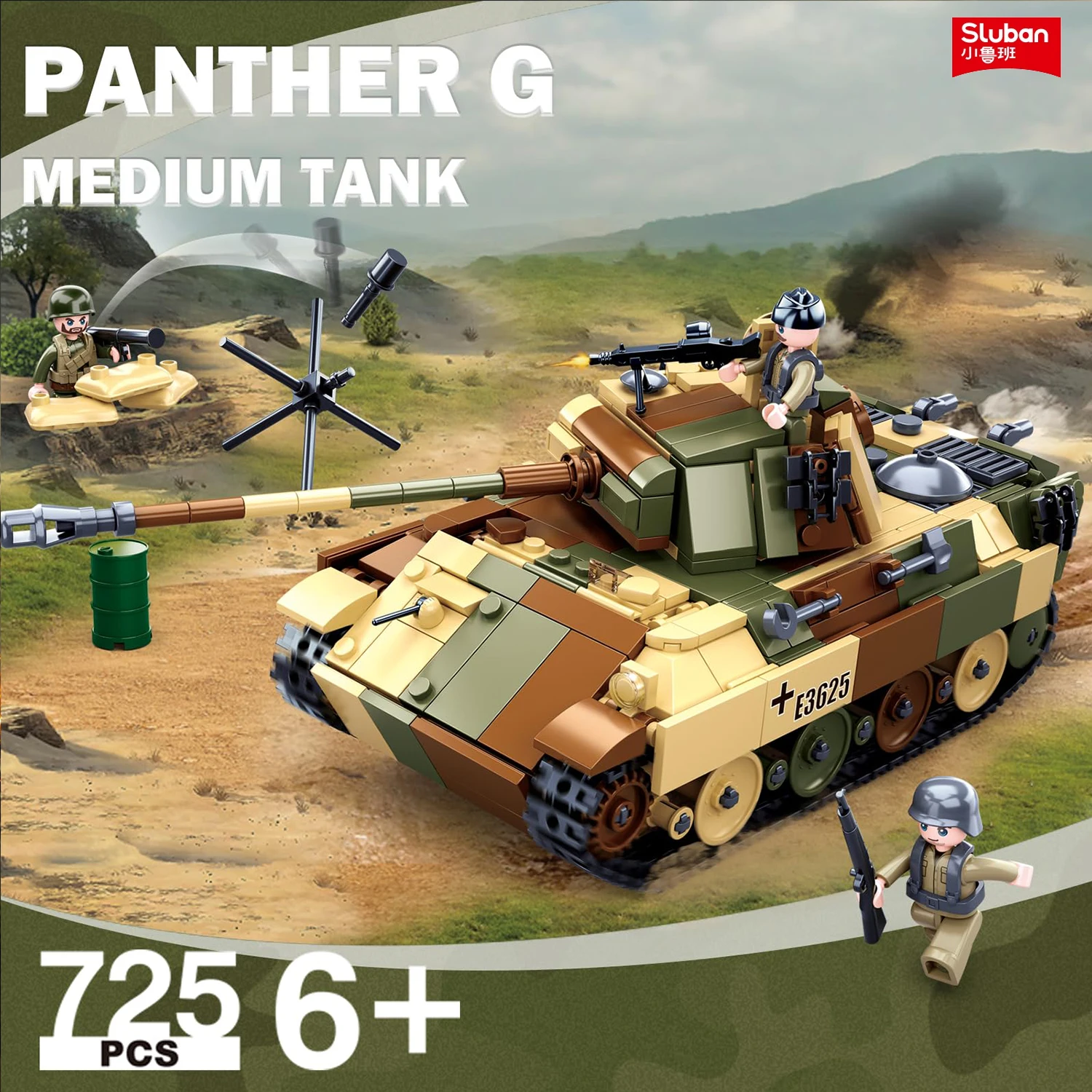 

725PCS Black Panther G Medium Tank Building Blocks WW II Classic Tank Model Bricks With Soldier Figures Kids DIY Toys Idea Gifts