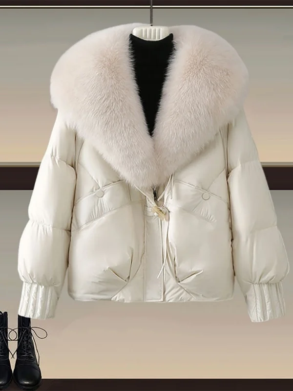

Женская утепленная куртка Slim Fit из хлопка с большим меховым воротником, новая модная коллекция 2026 года, элегантная верхняя одежда
