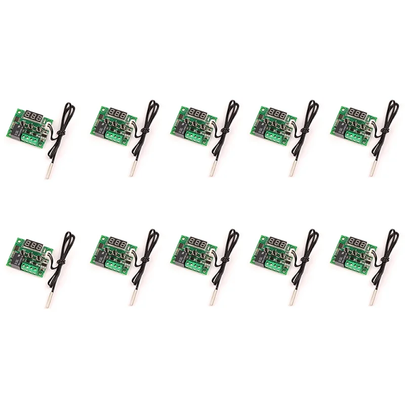 10 pçs w1209 dc 12v vermelho calor frio temperatura termostato interruptor de controle temperatura controlador